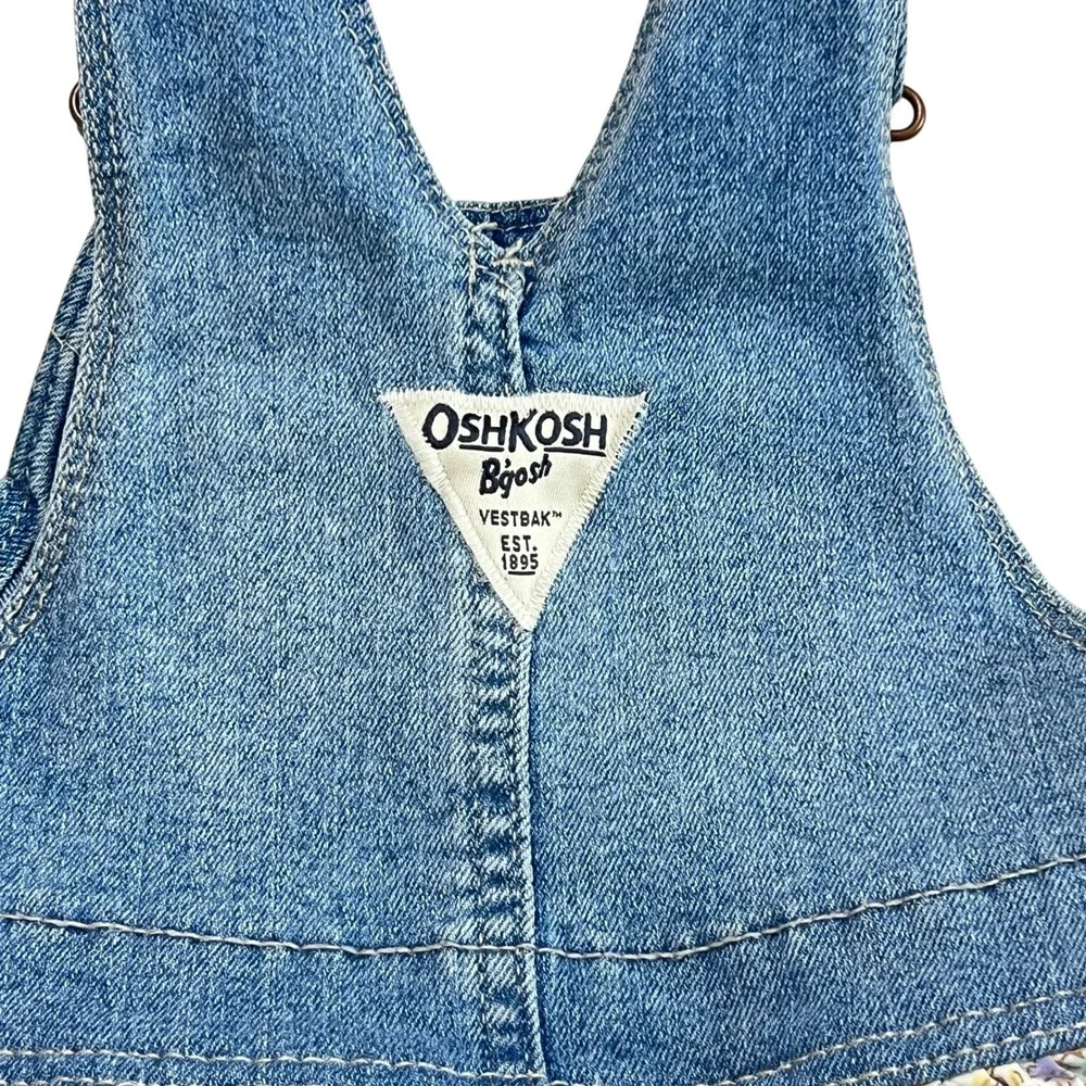 OshKosh Bgosh Toddler Girls‎ 2T Denim Floral Jumper Dress Vestbak Blue